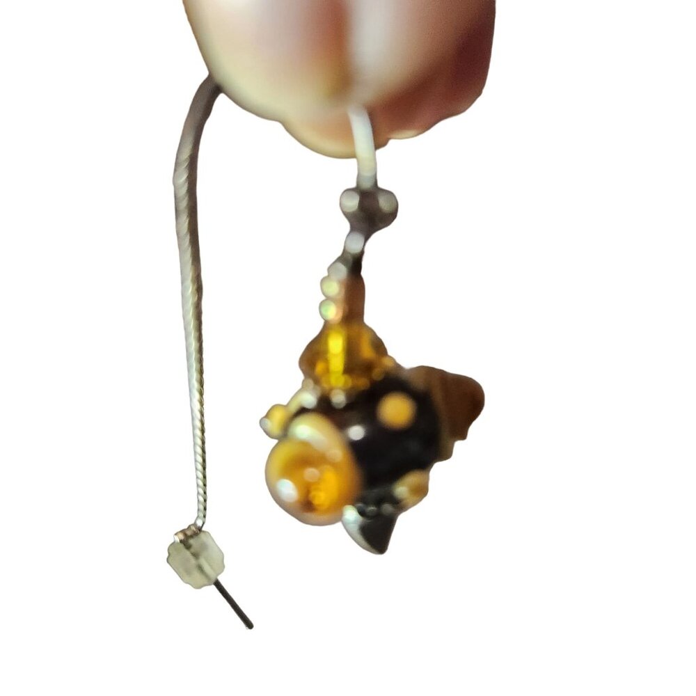 Handcrafted Glass Bead Dangle Threader Earrings W… - image 3